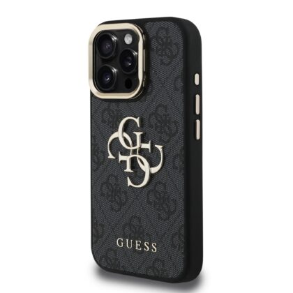 Guess PU 4G Metal Logo Stand Camera Frame Case for iPhone 16 Pro / Black GUHCP16LPCS4GP4K 3666339469412