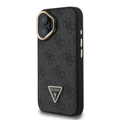 Guess PU 4G Strass Triangle Logo Stand Camera Frame MagSafe Case for iPhone 16 / Black GUHMP16SPCS4GPTK 3666339469573