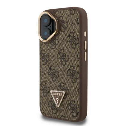 Guess PU 4G Strass Triangle Logo Stand Camera Frame MagSafe Case for iPhone 16 / Brown GUHMP16SPCS4GPTW 3666339469634