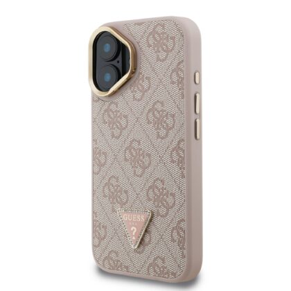Guess PU 4G Strass Triangle Logo Stand Camera Frame MagSafe Case for iPhone 16 / Pink GUHMP16SPCS4GPTP 3666339469696