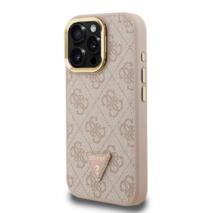 Guess PU 4G Strass Triangle Logo Stand Camera Frame MagSafe Case for iPhone 16 Pro / Pink GUHMP16LPCS4GPTP 3666339469719