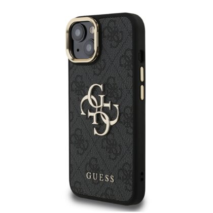 Guess PU 4G Metal Logo Stand Camera Frame Case for iPhone 13 / Black GUHCP13MPCS4GP4K 3666339469856