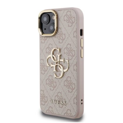 Guess PU 4G Metal Logo Stand Camera Frame Case for iPhone 13 / Pink GUHCP13MPCS4GP4P 3666339469931