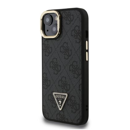 Guess PU 4G Strass Triangle Logo Stand Camera Frame MagSafe Case for iPhone 14 / Black GUHMP14SPCS4GPTK 3666339470005