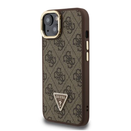 Guess PU 4G Strass Triangle Logo Stand Camera Frame MagSafe Case for iPhone 14 / Brown GUHMP14SPCS4GPTW 3666339470050