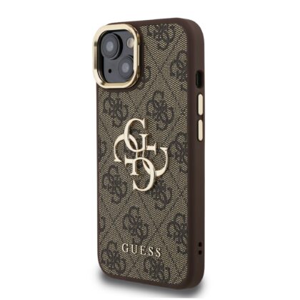 Guess PU 4G Metal Logo Stand Camera Frame Case for iPhone 14 / Brown GUHCP14SPCS4GP4W 3666339470241