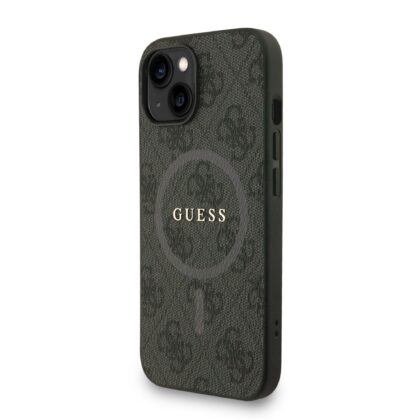Guess PU Leather 4G Colored Ring Strap MagSafe Case for iPhone 15 / Black GUHMP15SP4GREGSK 3666339475000