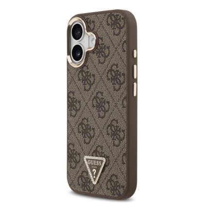 Guess PU Leather 4G Strass Triangle Logo Gold Frame MagSafe Case for iPhone 17 / Brown GUHMP17SP4GTDGMW 3666339521110