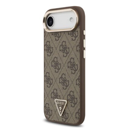 Guess PU Leather 4G Strass Triangle Logo Gold Frame MagSafe Case for iPhone Air / Brown GUHMP17MP4GTDGMW 3666339521127