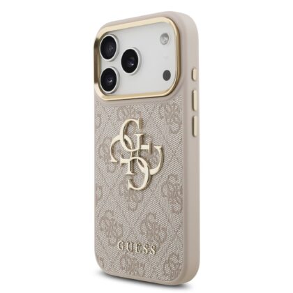 Guess PU Leather 4G Metal Logo Gold Frame Case for iPhone 17 Pro / Pink GUHCP17L4GMGCPI 3666339521776