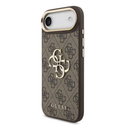 Guess PU Leather 4G Metal Logo Gold Frame Case for iPhone Air / Brown GUHCP17M4GMGCBR 3666339521929