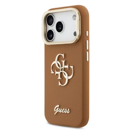 Guess PU Grained 4G Logo Stand Camera Frame Case for iPhone 17 Pro / Brown GUHCP17LPCS4GSW 3666339549794