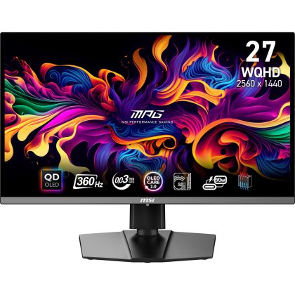 Monitor MSI MPG 271QRX QD-OLED 26.5" Gaming Panel QD-OLED 2560x1440 16:9 360Hz Matte 0.03 ms Swivel Pivot Height adjustable Tilt Colour Black MPG271QRXQD-OLED  MPG271QRXQD-OLED 4711377157759