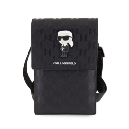 Karl Lagerfeld Saffiano Monogram Ikonik NFT Wallet Phone Bag / Black KLWBSAKHPKK 3666339170608