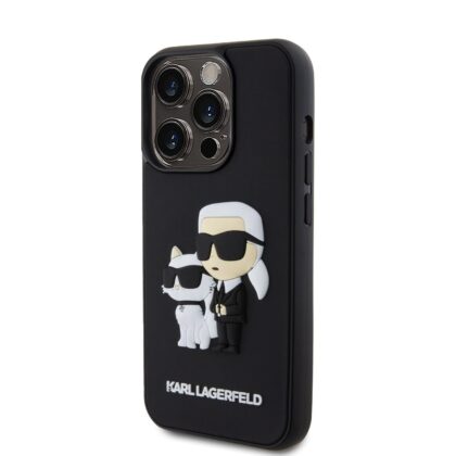 Karl Lagerfeld 3D Rubber Karl and Choupette Case for iPhone 15 Pro / black KLHCP15L3DRKCNK 3666339190705