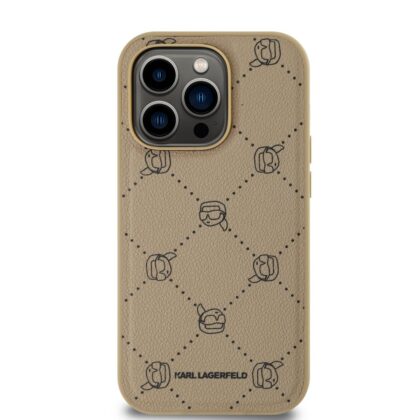 Karl Lagerfeld PU Karl Heads Pattern MagSafe Case for iPhone 14 Pro Max / Beige KLHMP14XPGKHPHE 3666339252779