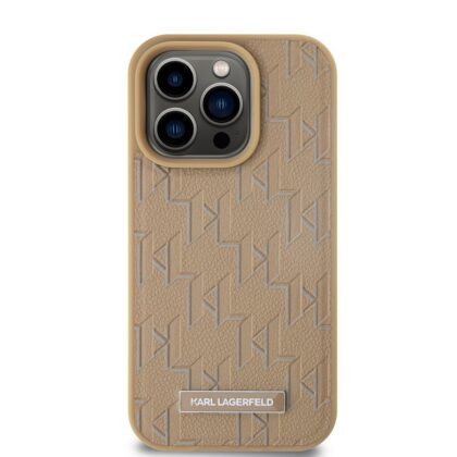 Karl Lagerfeld PU Monogram Metal Logo MagSafe Case for iPhone 14 Pro Max / Beige KLHMP14XPKHPORPE 3666339253752