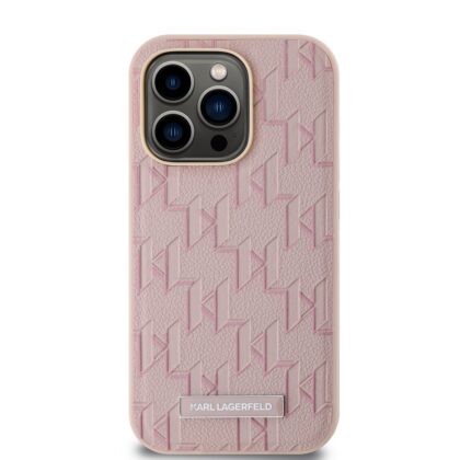 Karl Lagerfeld PU Leather Monogram Metal Logo MagSafe Case for iPhone 14 Pro Max / pink KLHMP14XPKHPORPP 3666339253899