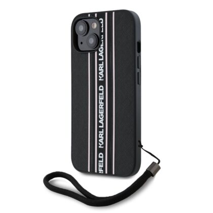Karl Lagerfeld PU Saffiano Athleisure Stripe and Strap Case for iPhone 15 / pink KLHCP15SPAMSCNSP 3666339254742