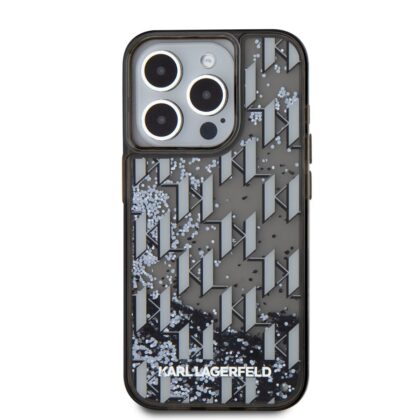 Karl Lagerfeld Liquid Glitter Monogram Gradient Case for iPhone 15 Pro / Black KLHCP15LLKLGKCCK 3666339256166
