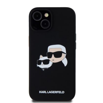 Karl Lagerfeld Liquid Silicone Double Heads MagSafe Case for iPhone 15 Pro Max / black KLHMP15XSKCHPPLK 3666339256739