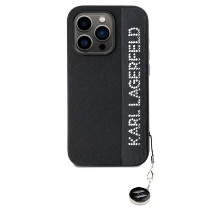 Karl Lagerfeld PU Saffiano Rhinestone Charm Case for iPhone 15 Pro Max / black KLHCP15XPSAKDGCK 3666339257996