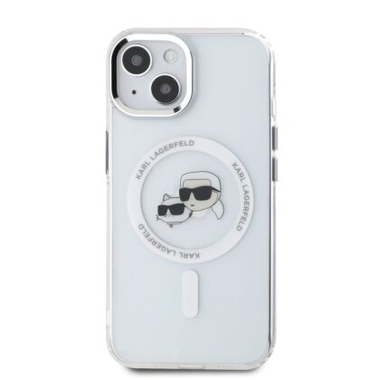 Karl Lagerfeld IML K&CH Heads Metal Frame MagSafe Case for iPhone 15 / Transparent KLHMP15SHLSKCH 3666339284329