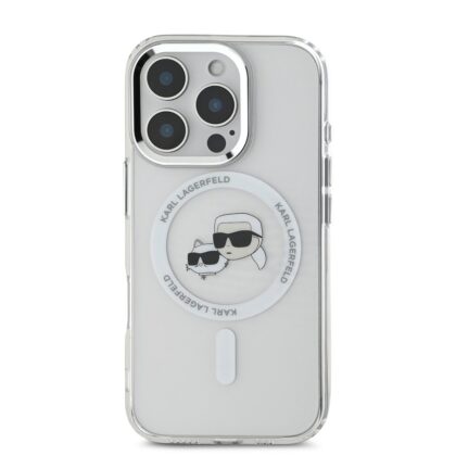 Karl Lagerfeld IML K&CH Heads Metal Frame MagSafe Case for iPhone 16 Pro Max / Transparent KLHMP16XHLSKCH 3666339318154