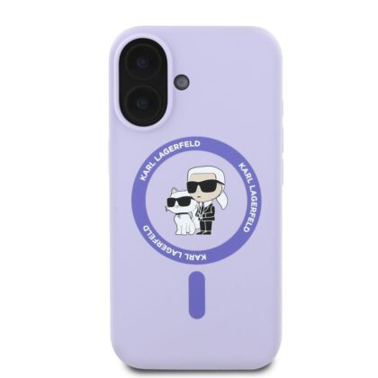 Karl Lagerfeld Liquid Silicone Karl and Choupette MagSafe Case for iPhone 16 / Purple KLHMP16SSCMKCRHU 3666339318727
