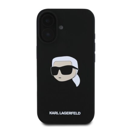Karl Lagerfeld Liquid Silicone Karl Head MagSafe Case for iPhone 16 / Black KLHMP16SSKHPPLK 3666339319649
