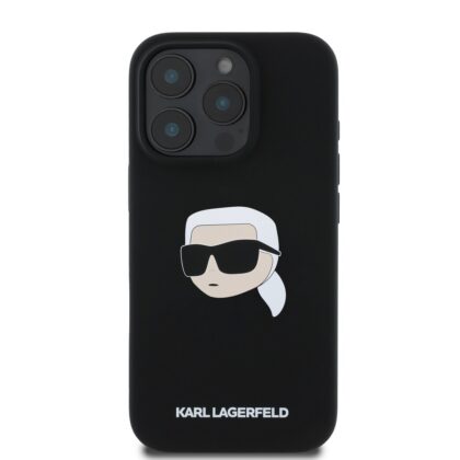 Karl Lagerfeld Liquid Silicone Karl Head MagSafe Case for iPhone 16 Pro / Black KLHMP16LSKHPPLK 3666339319663