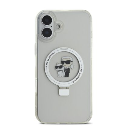 Karl Lagerfeld Ringstand Karl and Choupette MagSafe Case for iPhone 16 / white KLHMP16SHMRSKCH 3666339329761