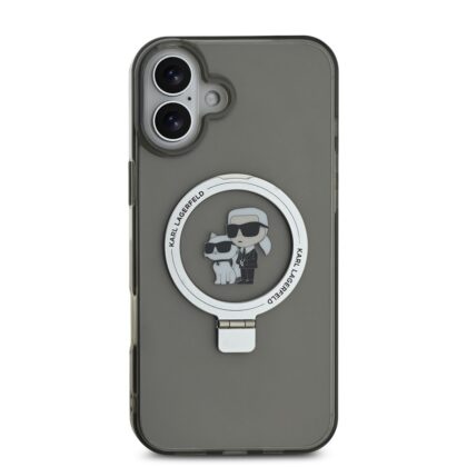 Karl Lagerfeld Ringstand Karl and Choupette MagSafe Case for iPhone 16 Plus / Black KLHMP16MHMRSKCK 3666339329815
