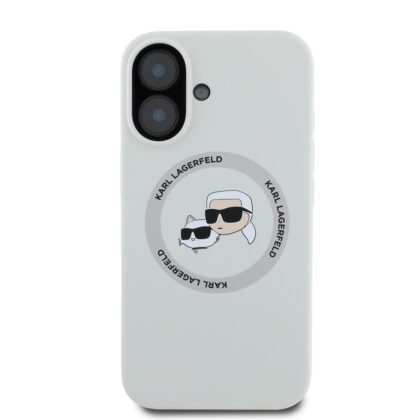 Karl Lagerfeld Liquid Silicone K&CH Heads MagSafe Case for iPhone 16 / Beige KLHMP16SSKCHTCE 3666339343415