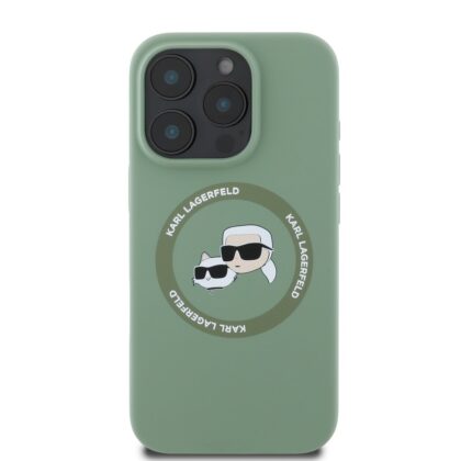 Karl Lagerfeld Liquid Silicone K&CH Heads MagSafe Case for iPhone 16 Pro / khaki KLHMP16LSKCHTCA 3666339343477