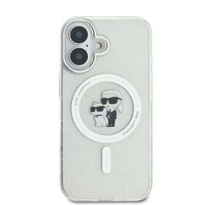 Karl Lagerfeld IML Glitter Karl and Choupette MagSafe Case for iPhone 16 / transparent KLHMP16SHGKCNOT 3666339343538