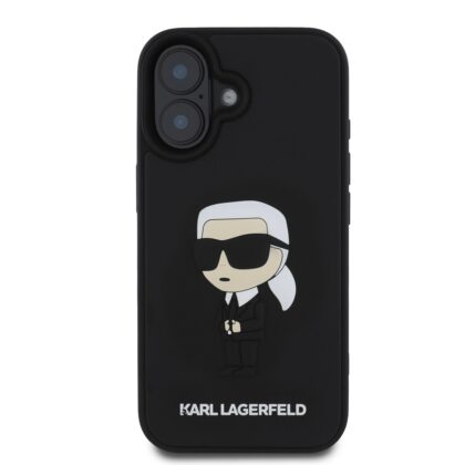 Karl Lagerfeld 3D Rubber Ikonik Case for iPhone 16 / Black KLHCP16S3DRKINK 3666339343736