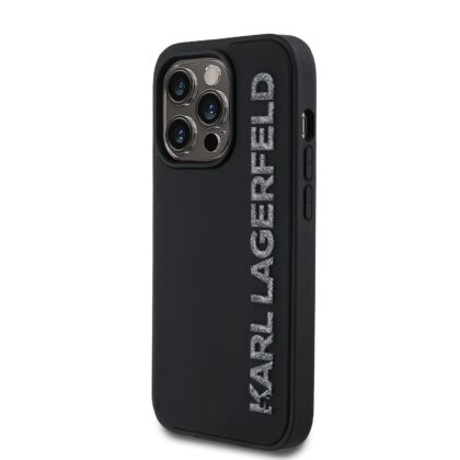 Karl Lagerfeld 3D Rubber Glitter Logo Case for iPhone 14 Pro / Black KLHCP14LRBKGVCK 3666339356941