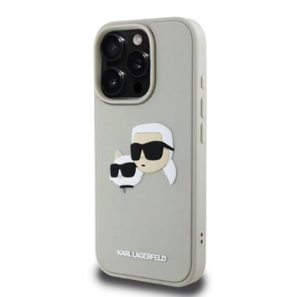 Karl Lagerfeld 3D Rubber Double Heads Case for iPhone 16 Pro / beige KLHCP16LRBCKCHLE 3666339402365