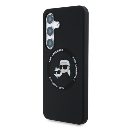 Karl Lagerfeld Liquid Silicone K&CH Heads MagSafe Case for Samsung Galaxy S25+ / Black KLHMS25MSKCHTCK 3666339450168