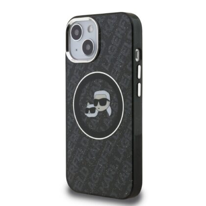 Karl Lagerfeld IML K&CH Heads Repeated Logo MagSafe Case for iPhone 15 / black KLHMP15SHMKBKCHK 3666339459307