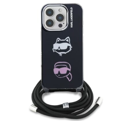Karl Lagerfeld IML Crossbody Karl and Choupette Heads Case for iPhone 16 Pro / Black KLHCP16LHCDHGFBK 3666339461881