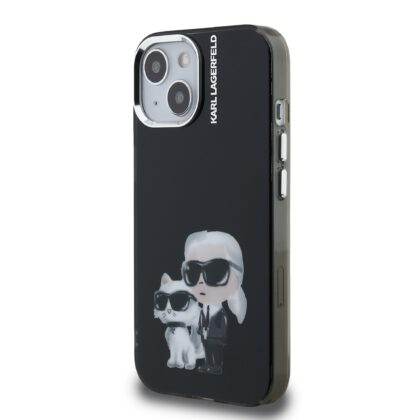 Karl Lagerfeld IML Aquarelle Karl and Choupette Case for iPhone 15 / Black KLHCP15SHMKCAQK 3666339464707