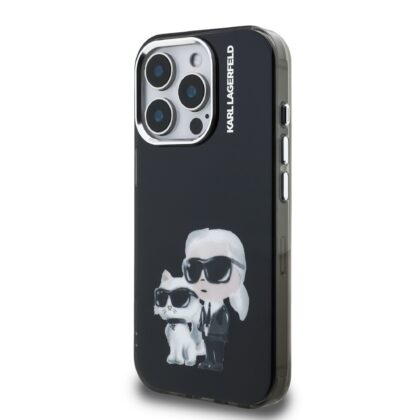 Karl Lagerfeld IML Aquarelle Karl and Choupette Case for iPhone 15 Pro / black KLHCP15LHMKCAQK 3666339464721