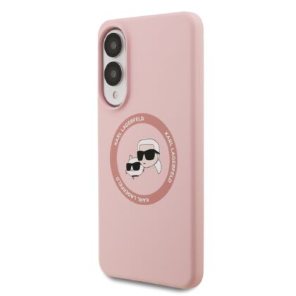 Karl Lagerfeld Liquid Silicone Double Heads MagSafe Case for Samsung Galaxy S25 Edge / Pink KLHMS25ESKCHTCP 3666339477073
