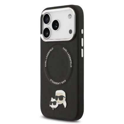 Karl Lagerfeld PU Karl and Choupette Heads Pins MagSafe Case for iPhone 17 Pro / black KLHMP17LPSMLRKCK 3666339494995