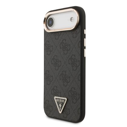 Guess PU Leather 4G Strass Triangle Logo Gold Frame MagSafe Case for iPhone Air / Black GUHMP17MP4GTDGMK 3666339520960