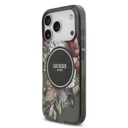 Guess IML Flowers Strap MagSafe Case for iPhone 17 Pro / Black GUHMP17LHFWBRCESK 3666339526139