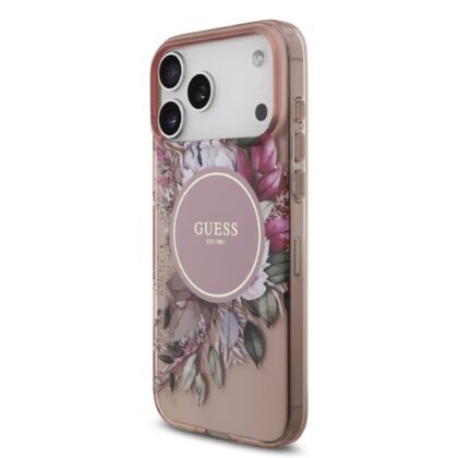 Guess IML Flowers Strap MagSafe Case for iPhone 17 Pro Max / Pink GUHMP17XHFWBRCESP 3666339526184