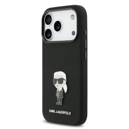 Karl Lagerfeld Liquid Silicone Metal Ikonik Case for iPhone 17 Pro / Black KLHCP17LSMHKNPK 3666339549671